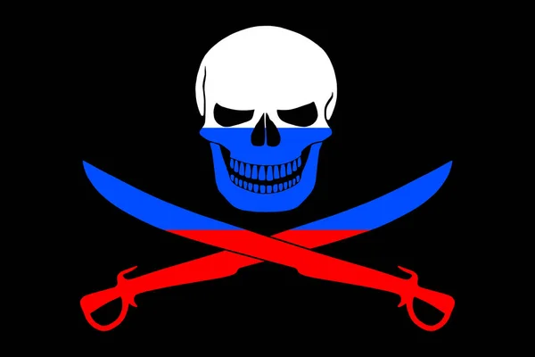 Piratenflagge kombiniert mit russischer Flagge — Stockfoto