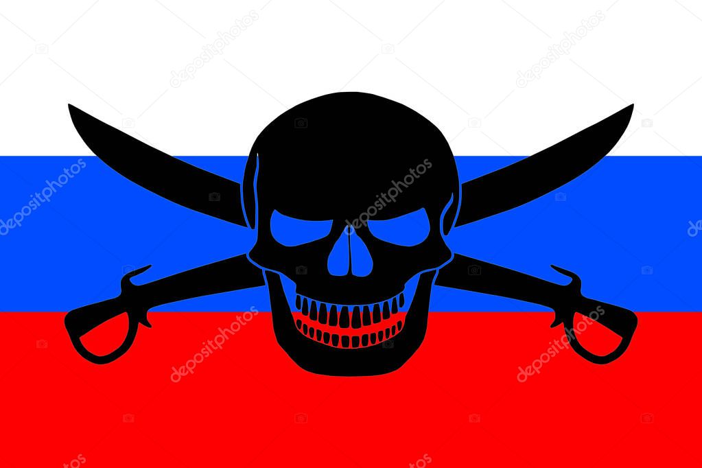 Pirate flag combined with Russian flag