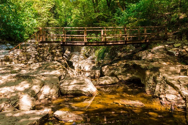 Ahşap köprüye Agura nehir, Sochi, Rusya Federasyonu