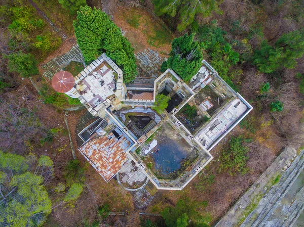 Drone nézet elhagyott Mansion Dacha Kvitko, Sochi, Oroszország — Stock Fotó