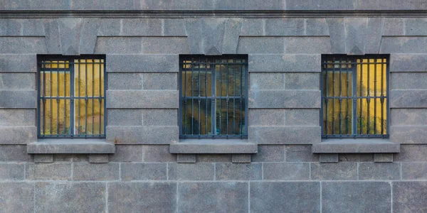 Fenêtres en rangée sur la façade du bâtiment historique — Photo