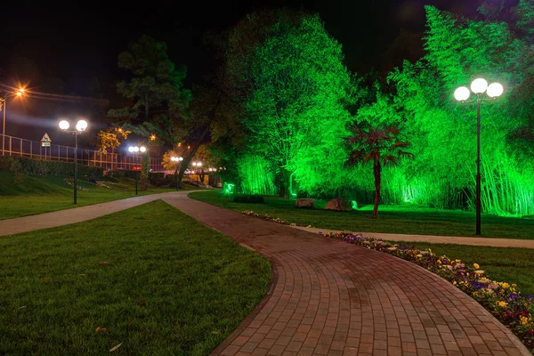 Nachtansicht des Festivalny Square, Sotschi, Russland — Stockfoto