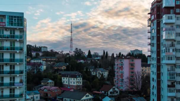 Сповільненої Зйомки Відео День Ніч Переходу Пташиного Польоту Квартири Району — стокове відео