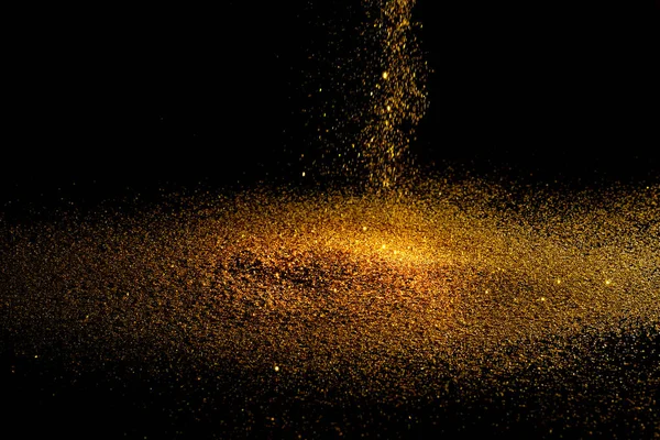 Posypać Złoty Pył Czarnym Tle Miejsca Kopii — Zdjęcie stockowe