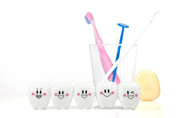 Toys Teeth Smiling Mood Isolated White Background Clipping Path Dental — Stock Photo, Image