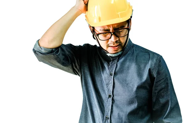 Mühendisler gergin veya beyaz bir arka plan üzerinde çalışkan tarafından stresli