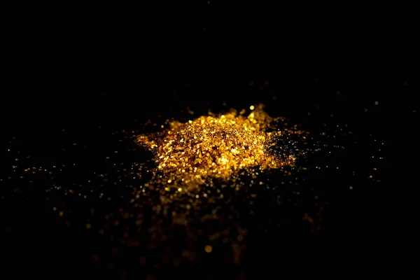 Sprinkle Glitter Χρυσό Σκόνη Μαύρο Φόντο Αντίγραφο Χώρο — Φωτογραφία Αρχείου