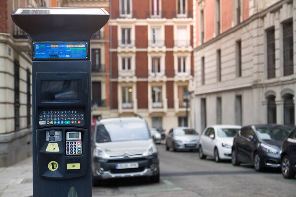 Car parking machine in the city