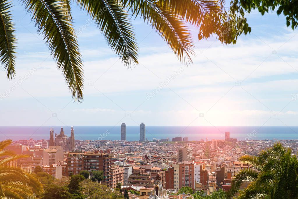 Barcelona city skyline panorama