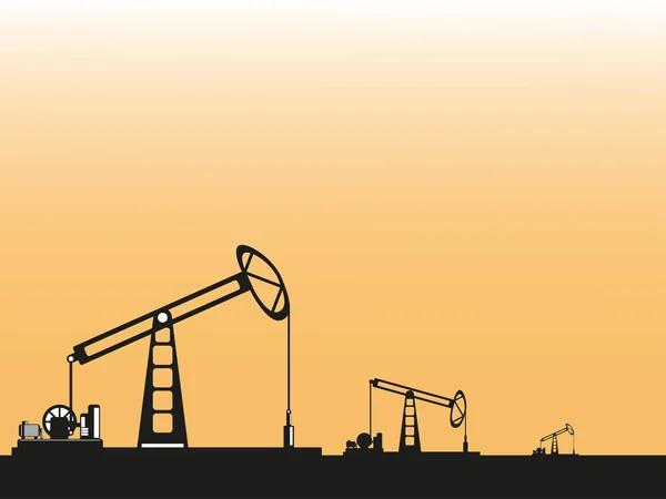 Poços de petróleo no deserto. Ilustração vetorial . — Vetor de Stock