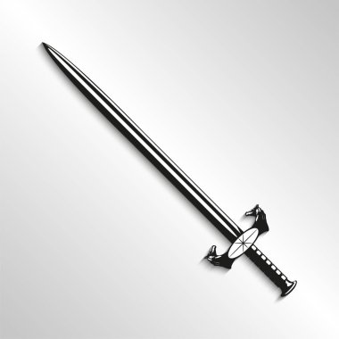 Kılıç. Vektör çizim. Siyah beyaz görünümü.