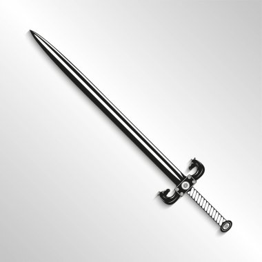 Kılıç. Vektör çizim. Siyah beyaz görünümü.