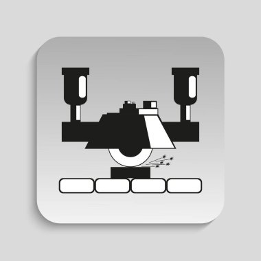 Montaj hattı üzerinde çalışmaya taşlama. Vektör simgesi.