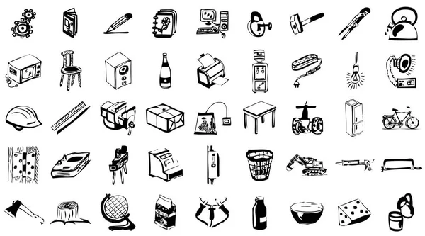 A set of drawings in a sketch style. Set. Vector illustration. — Stock Vector