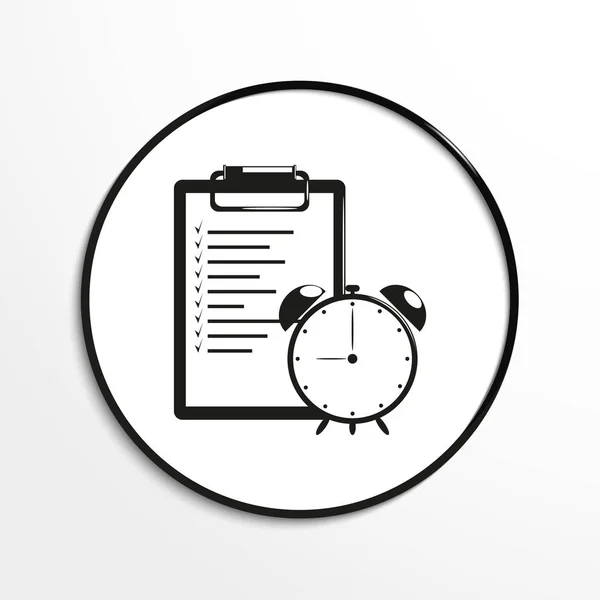 La lista de tareas y un reloj de mesa. Símbolo condicional. Icono del vector . — Vector de stock