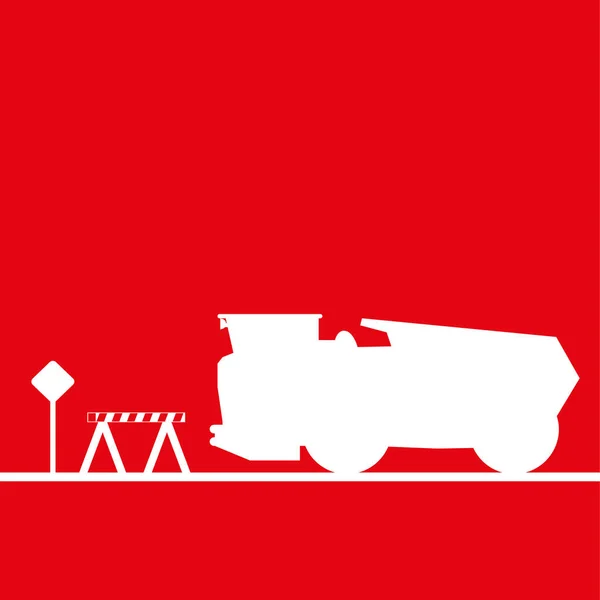 Ciężarówka w miejscu pracy. Ilustracja wektorowa. Czerwony i biały — Wektor stockowy