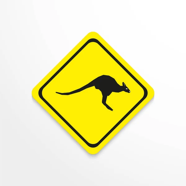 Kanguru sarı bir arka plan üzerinde. Vektör simgesi. — Stok Vektör