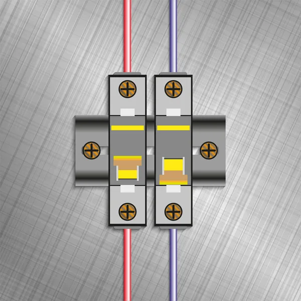 Disyuntor de caja moldeada. Bloques de fusibles eléctricos. Ilustración vectorial . — Vector de stock