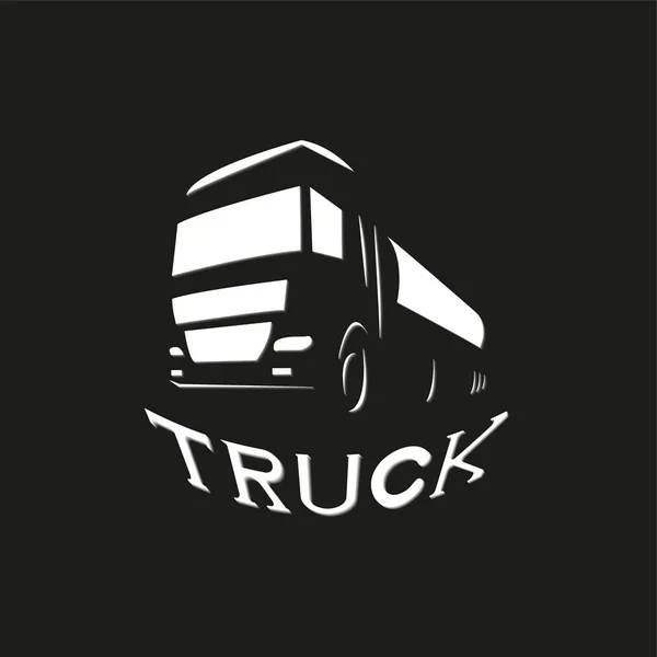 トラック。碑文「トラック」と黒の背景の光の従来の画像。ベクトル図. — ストックベクタ