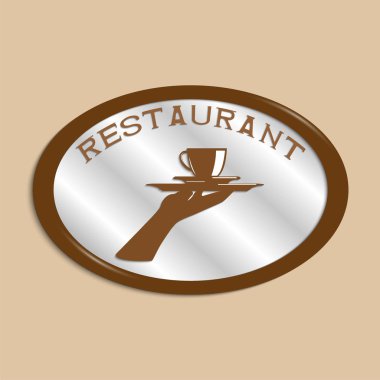 Logo Restoran. Vektör çizim kahverengi tonlarında.