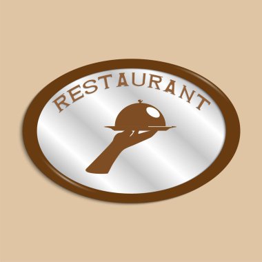 Logo Restoran. Vektör çizim kahverengi tonlarında.