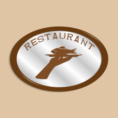 Logo Restoran. Vektör çizim kahverengi tonlarında.