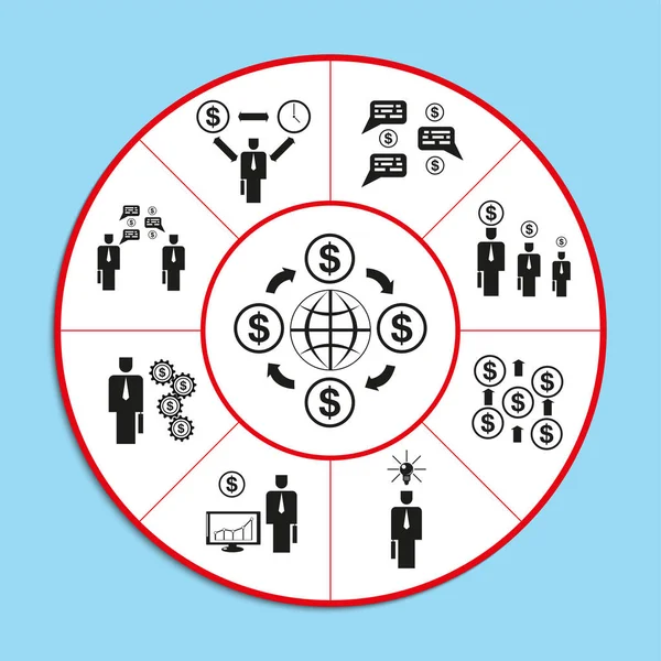 Conjunto de iconos vectoriales sobre el tema de las situaciones de negocio en forma de diagrama. Ilustración vectorial . — Archivo Imágenes Vectoriales