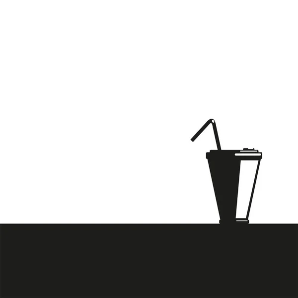 Пей в пластиковой чашке с соломинкой. Векторная иконка двух цветов. Черное и белое . — стоковый вектор