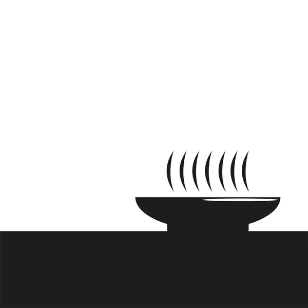 Un tazón de sopa caliente. Icono vectorial en dos colores. Blanco y negro . — Archivo Imágenes Vectoriales