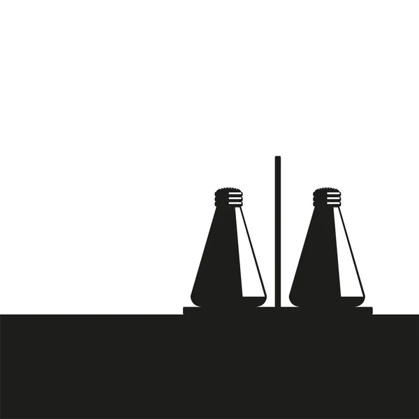 Sůl a pepř třepačky. Vektorové ikony ve dvou barvách. Černá a bílá. — Stockový vektor