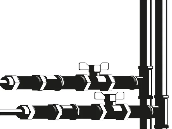 Loodgieters leidingen en gewrichten op een bepaalde achtergrond. Vectorillustratie. — Stockvector