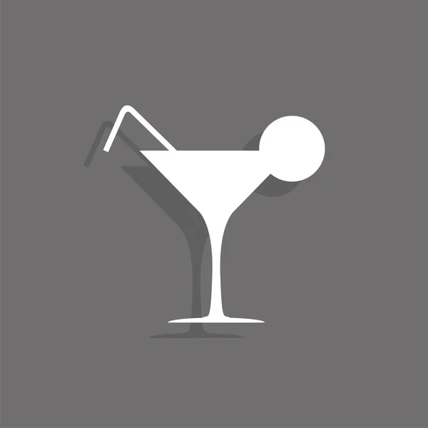 Cocktailglas Mit Einem Cocktail Und Einem Stück Zitrone Vektorsymbol — Stockvektor