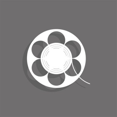 Kangal ile bir film. Gölgeli gri bir arka plan üzerinde beyaz vektör simgesi.