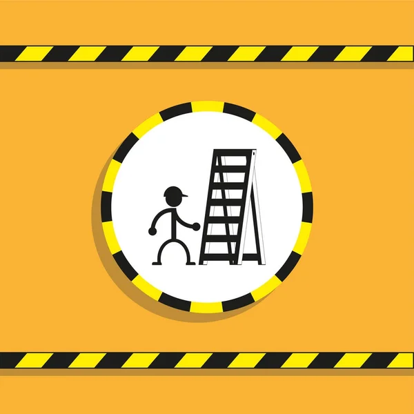Werken Een Opvouwbare Ladder Vector Pictogram — Stockvector