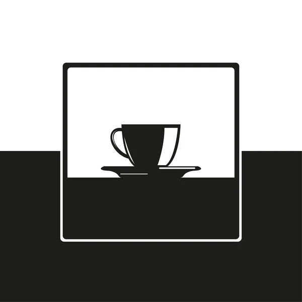 Cup Hot Drinks Vector Icon Black White Form — Stock Vector