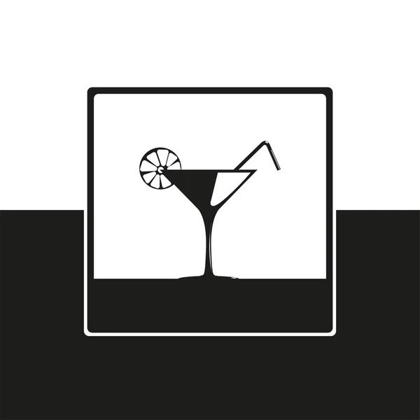 Ein Glas Martini Vektorsymbol Schwarz Weißer Form — Stockvektor