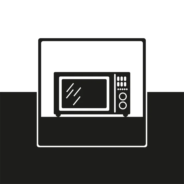 Microondas Icono Vectorial Blanco Negro — Archivo Imágenes Vectoriales