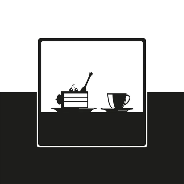 Çok Kolay Bir Fincan Kahve Vektör Simge Siyah Beyaz Formunda — Stok Vektör