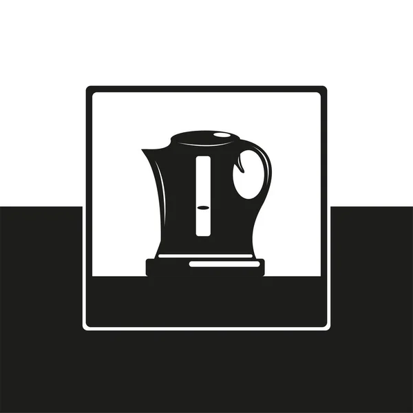 Электрический Чайник Векторная Иконка Черно Белом Виде — стоковый вектор
