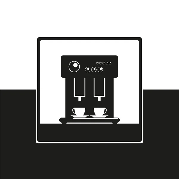 Cafetera Icono Vectorial Blanco Negro — Vector de stock