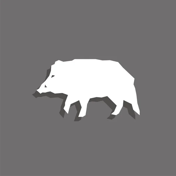 Wildschweine Weißes Vektorsymbol Mit Schatten Auf Grauem Hintergrund — Stockvektor