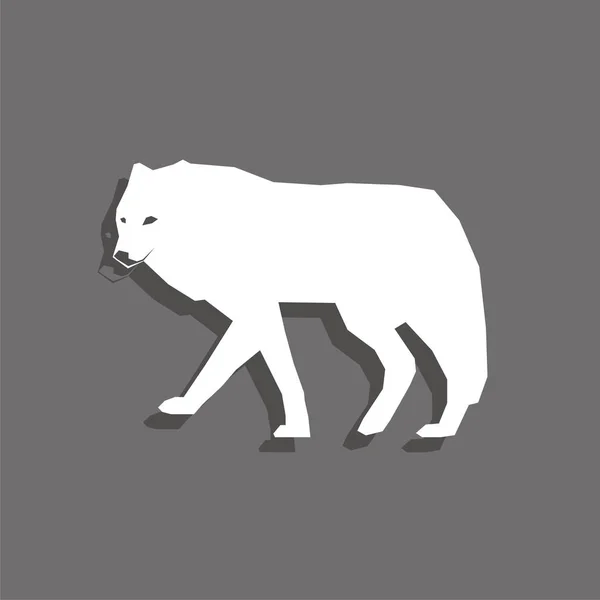 Λύκος Εικονίδιο Του Λευκού Διάνυσμα Σκιά Γκρίζο Φόντο — Διανυσματικό Αρχείο