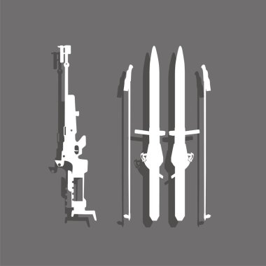 Spor sembolü. Biatlon. Vektör simgesi.