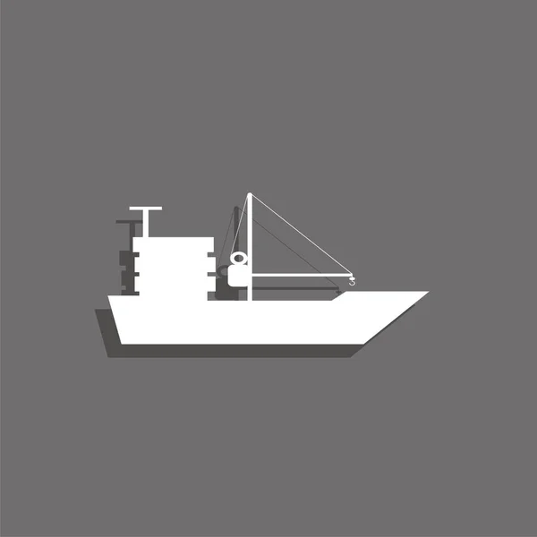 Вантажний Корабель Білий Вектор Піктограма — стоковий вектор