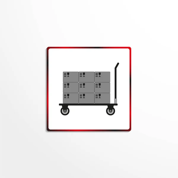 Trolley Dengan Kotak Ikon Vektor - Stok Vektor
