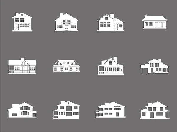 Ensemble Icônes Vectorielles Sur Thème Des Bâtiments Privés — Image vectorielle