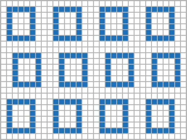 Blauwe Witte Vierkanten Een Grijze Achtergrond Abstracte Samenstelling Vectorillustratie — Stockvector