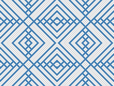 Gri arkaplanda mavi ve beyaz kareler. Soyut kompozisyon. Vektör illüstrasyonu.