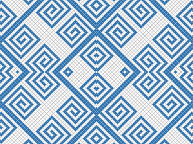 Gri arkaplanda mavi ve beyaz kareler. Soyut kompozisyon. Vektör illüstrasyonu.