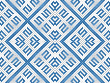 Gri arkaplanda mavi ve beyaz kareler. Soyut kompozisyon. Vektör illüstrasyonu.